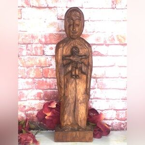Alexander Grabovetskiy Hand-Carved Signed 15" Wooden Religious Sculpture